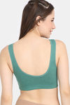 Rosaline Everyday Double Layered Non Wired 3/4th Coverage Bralette - Bottle Green — thumbnail 2